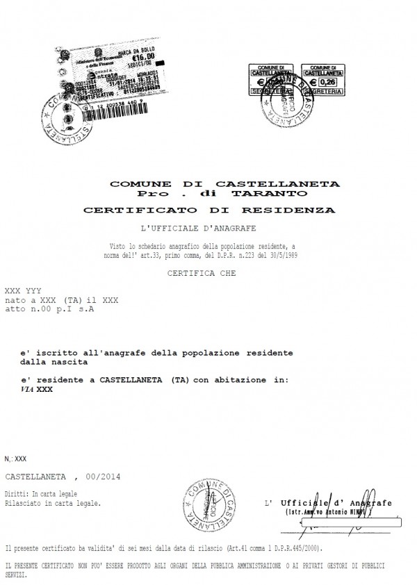 Certificato Di Residenza Archivi - Zerocrazia