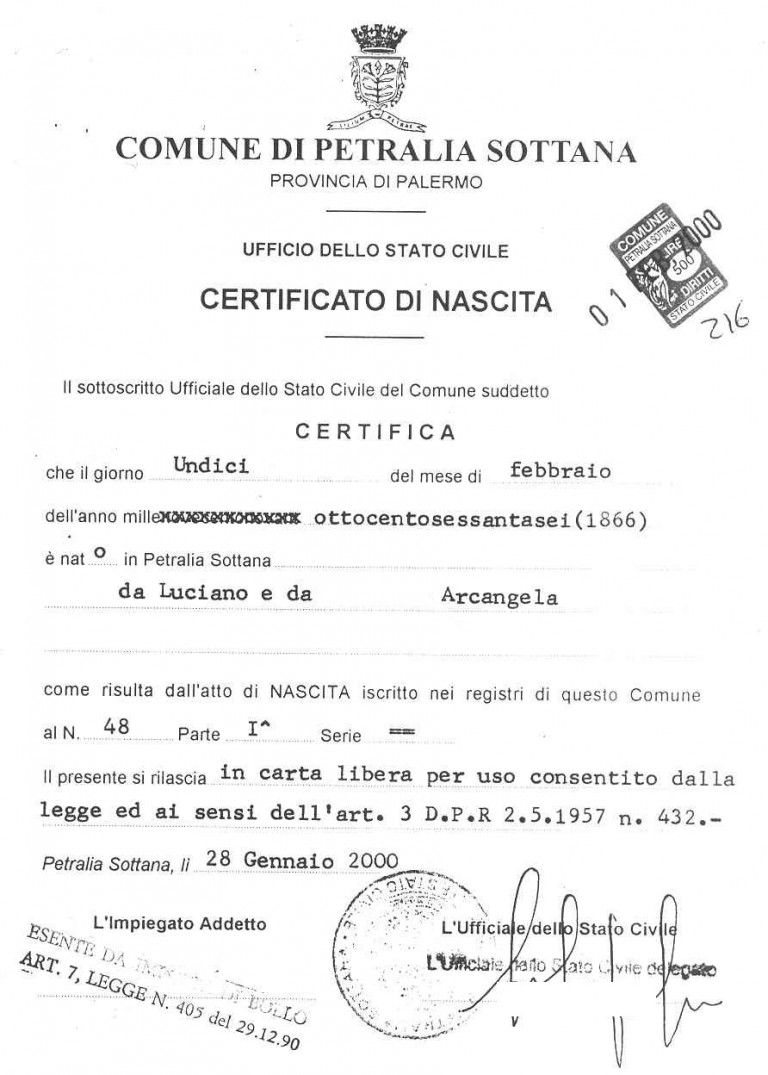 Certificato Di Nascita - Zerocrazia